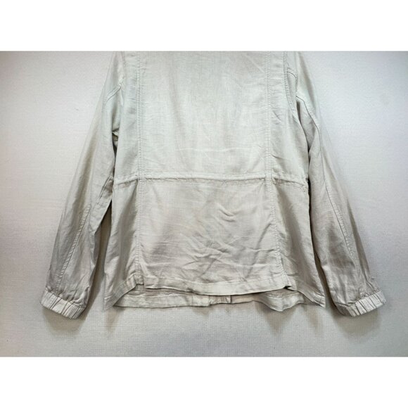 Old Navy Utility Jaacket Womens Size M Beige Cinched Waist Full Zip High Neck - Picture 10 of 12